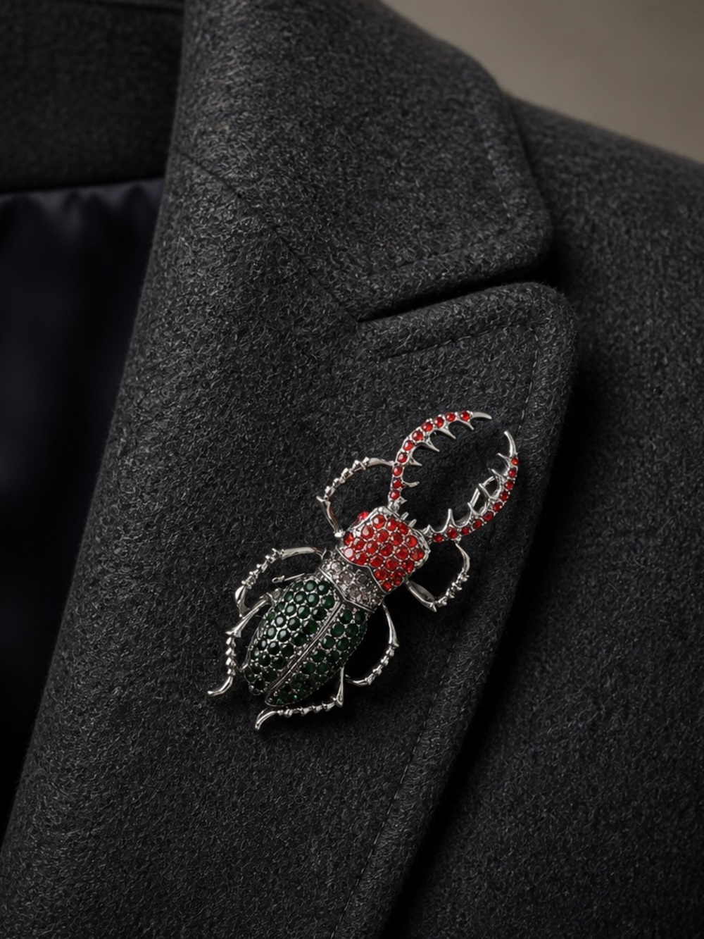 Decorative Red & Green Beetle Pin - Women Jewelry